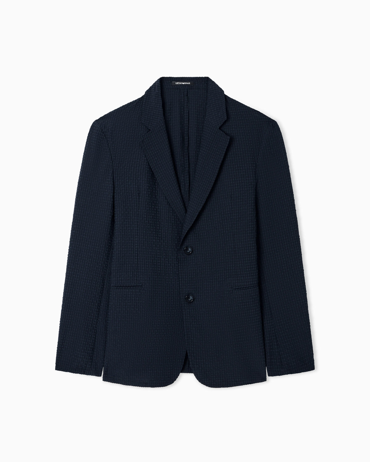 Icon printed technical-seersucker single-breasted jacket