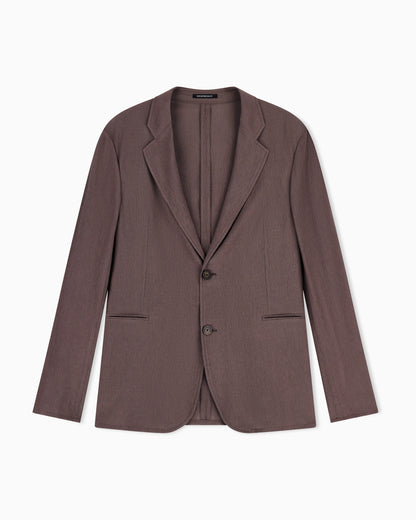 Single-breasted jacket in 3D wrinkle-effect crêpe fabric