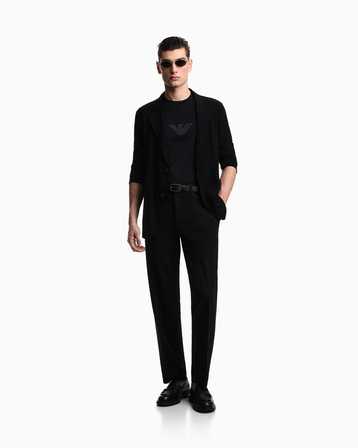 Single-breasted jacket in 3D wrinkle-effect crêpe fabric