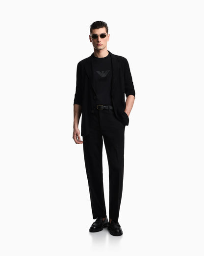 Single-breasted jacket in 3D wrinkle-effect crêpe fabric