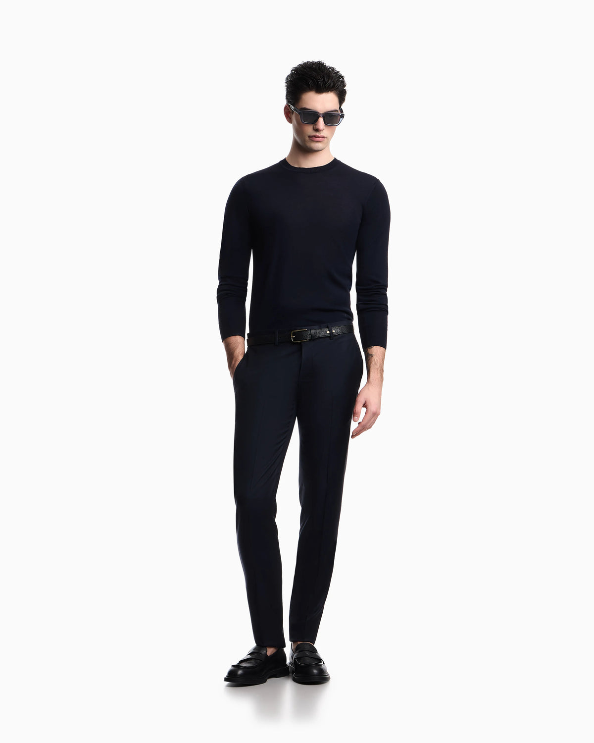 Pullover Essential in virgin wool with ribbed trims