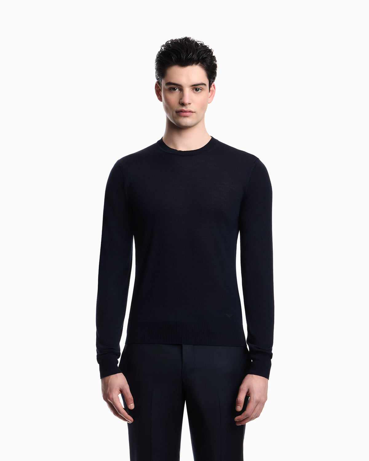 Pullover Essential in virgin wool with ribbed trims