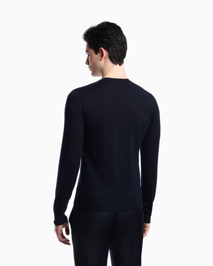 Pullover Essential in virgin wool with ribbed trims