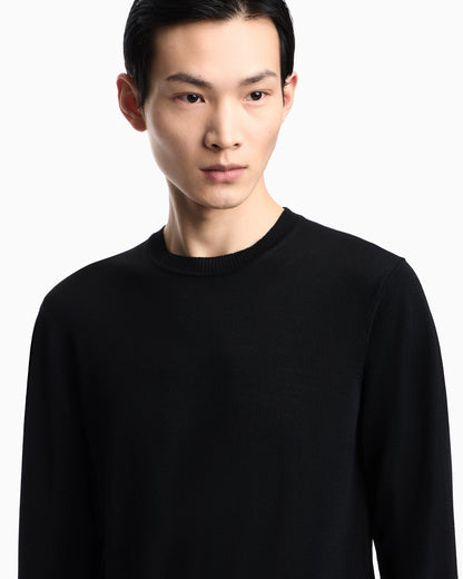 Pullover Essential in virgin wool with ribbed trims