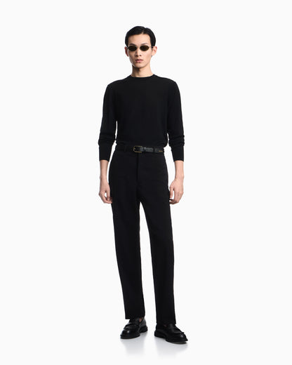 Pullover Essential in virgin wool with ribbed trims
