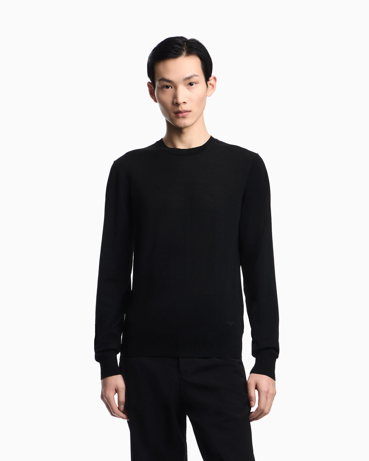Pullover Essential in virgin wool with ribbed trims