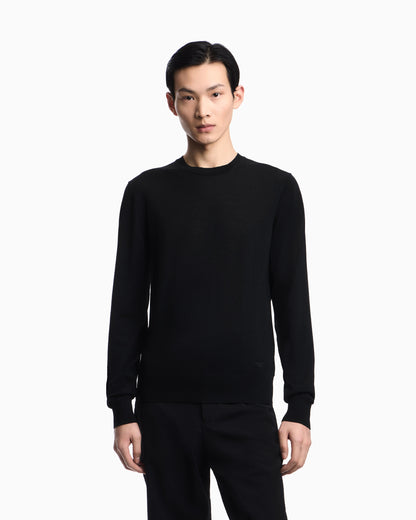 Pullover Essential in virgin wool with ribbed trims