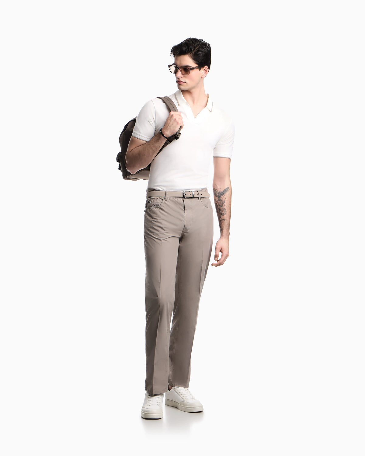 V-neck piqué polo shirt