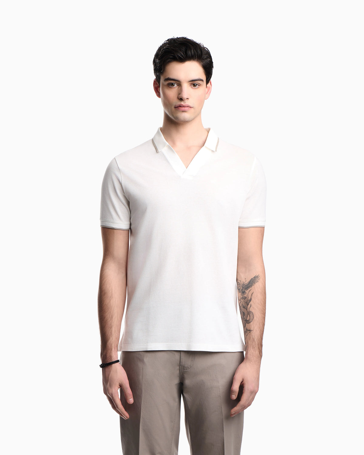 V-neck piqué polo shirt