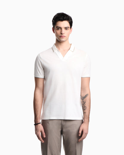 V-neck piqué polo shirt