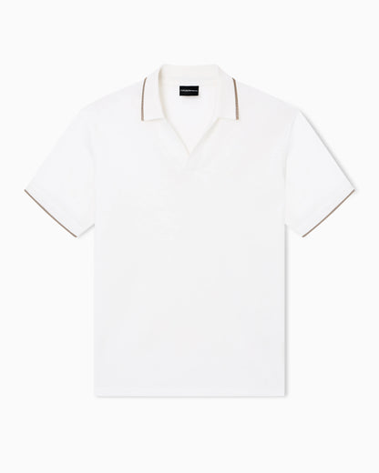 V-neck piqué polo shirt