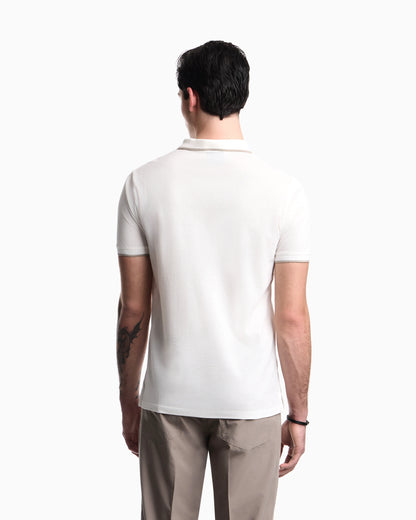 V-neck piqué polo shirt