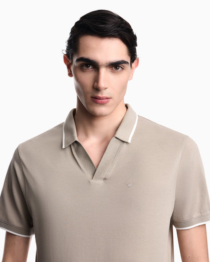 V-neck piqué polo shirt