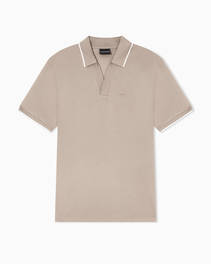 V-neck piqué polo shirt