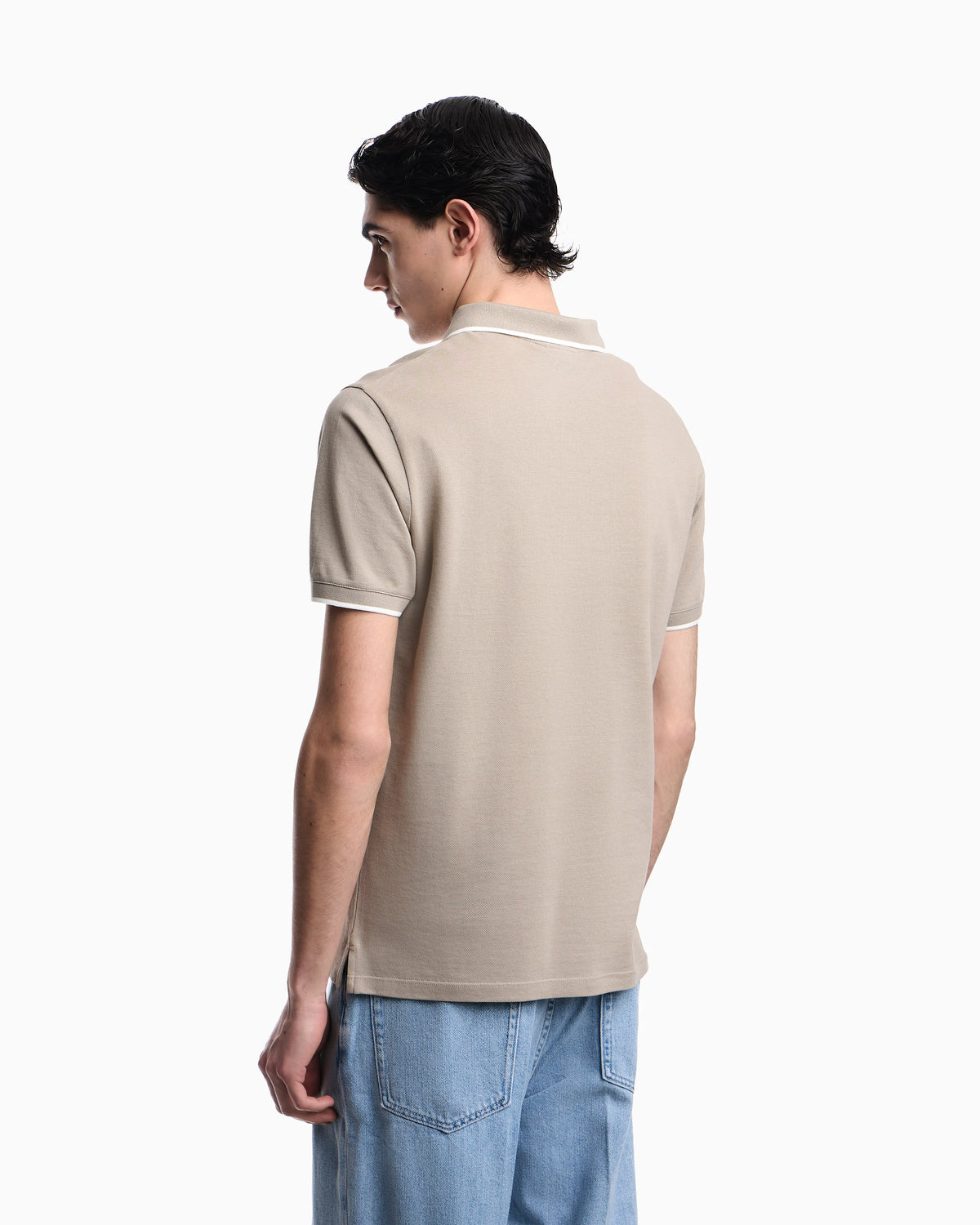 V-neck piqué polo shirt