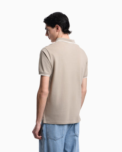 V-neck piqué polo shirt