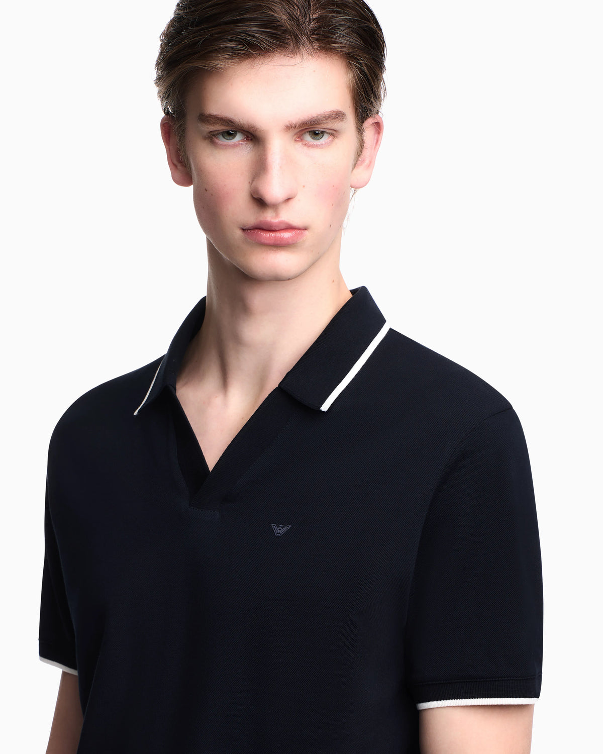 V-neck piqué polo shirt