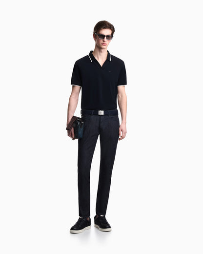 V-neck piqué polo shirt