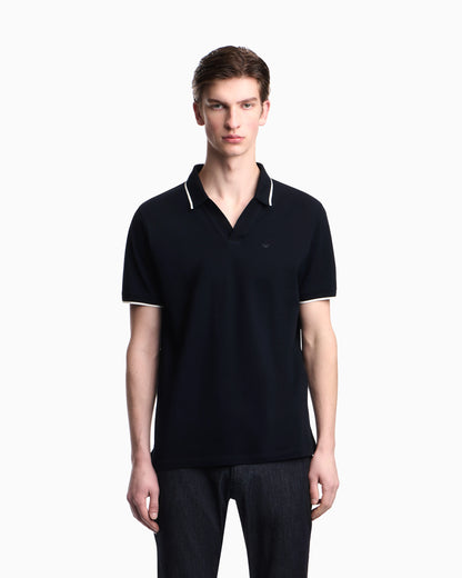 V-neck piqué polo shirt