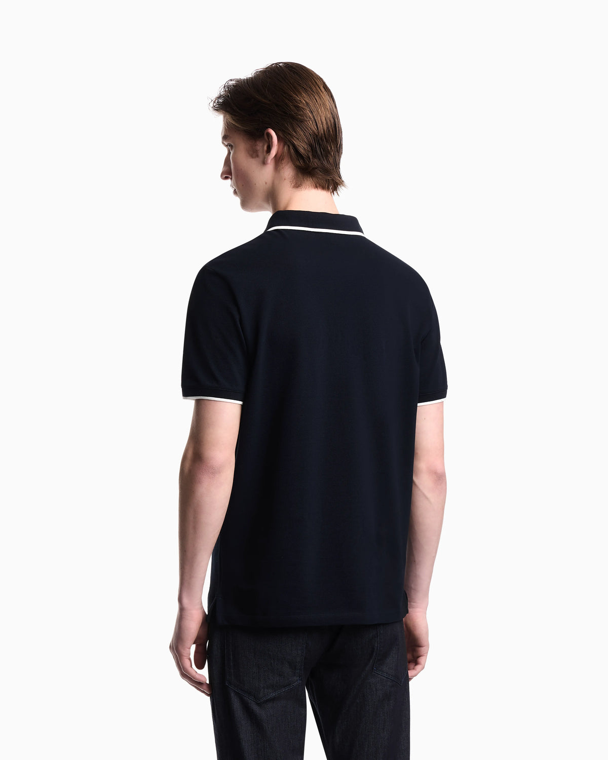 V-neck piqué polo shirt