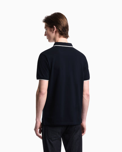 V-neck piqué polo shirt