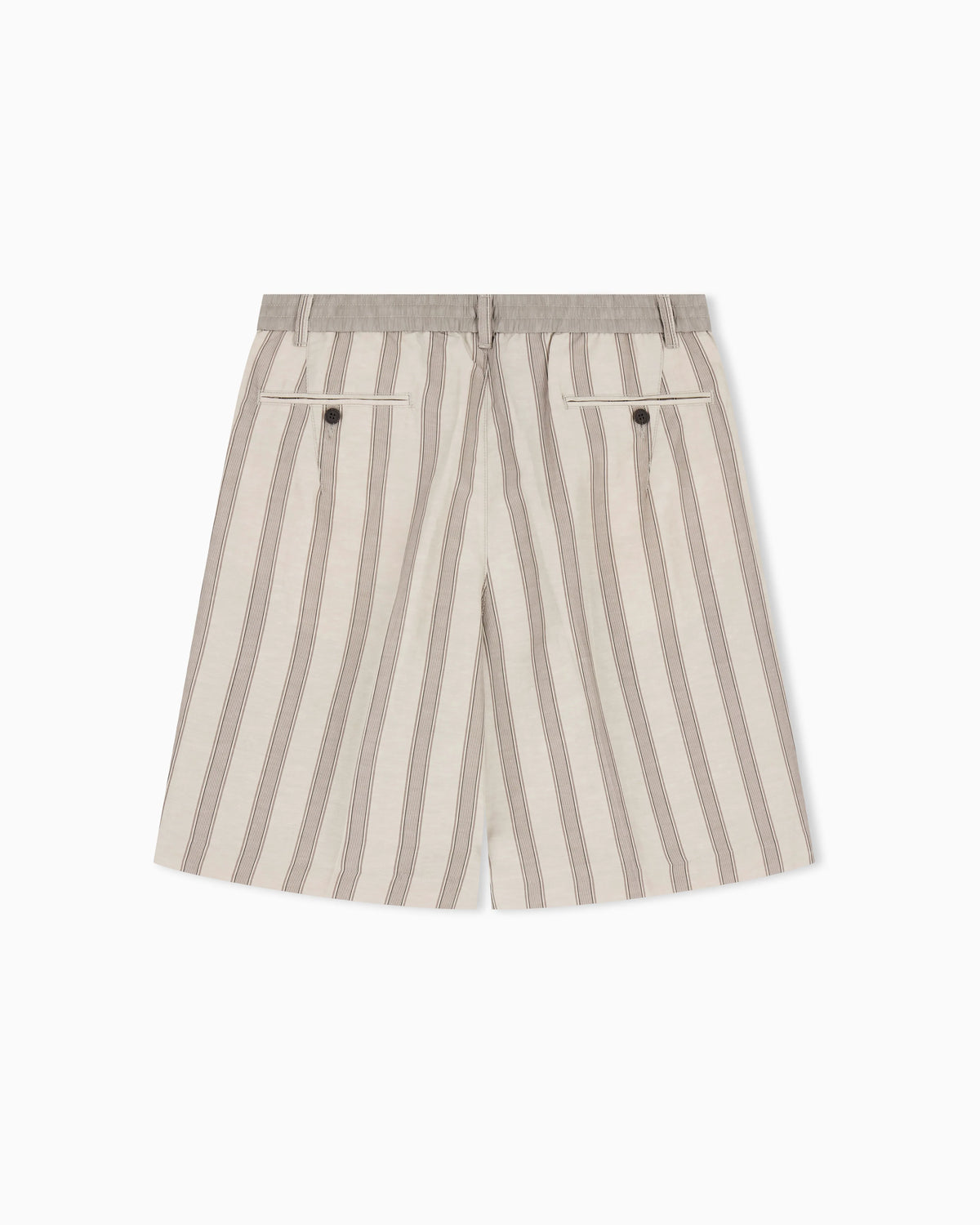 Linen-blend Bermuda shorts with all-over pattern
