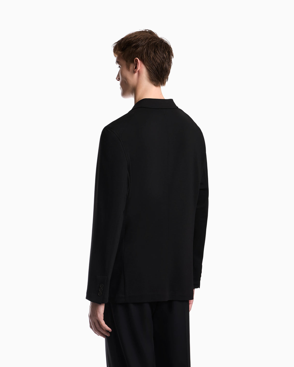 Single-breasted jacket in waffle-effect armure fabric