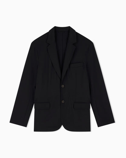 Single-breasted jacket in waffle-effect armure fabric