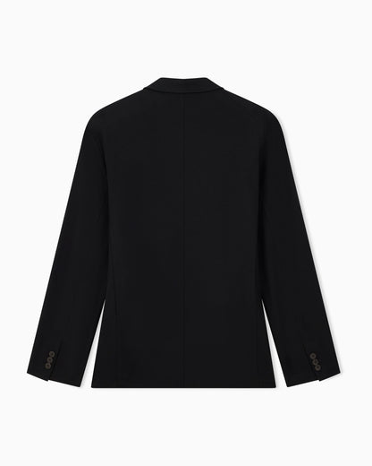 Single-breasted jacket in waffle-effect armure fabric