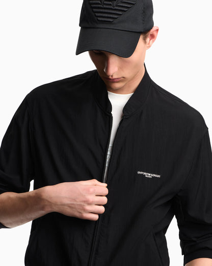 Nylon blouson with micro logo embroidery