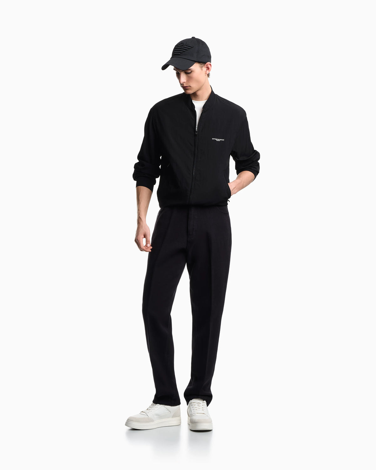 Nylon blouson with micro logo embroidery
