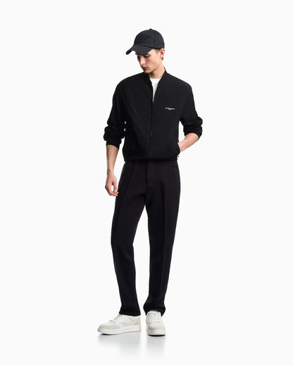 Nylon blouson with micro logo embroidery