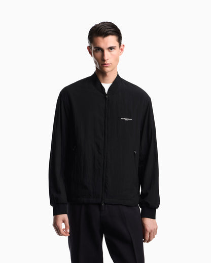 Nylon blouson with micro logo embroidery