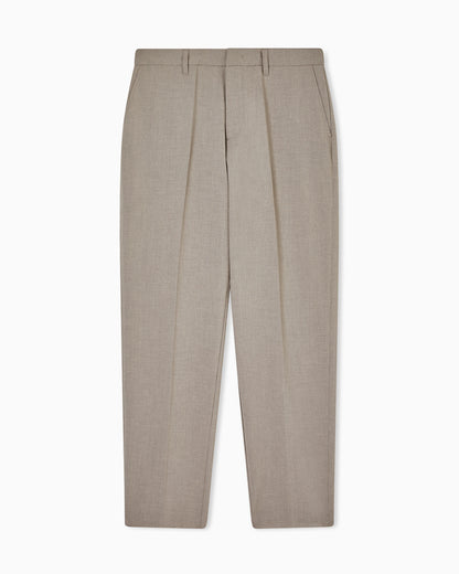 Pleated technical seersucker fabric trousers