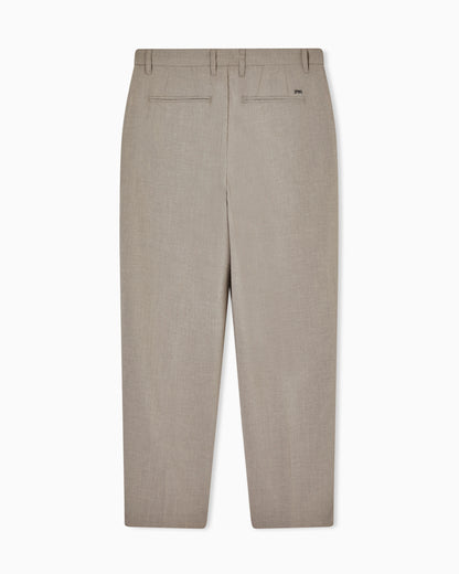 Pleated technical seersucker fabric trousers