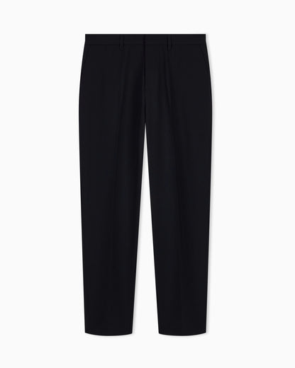 Pleated technical seersucker fabric trousers