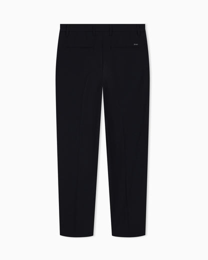 Pleated technical seersucker fabric trousers