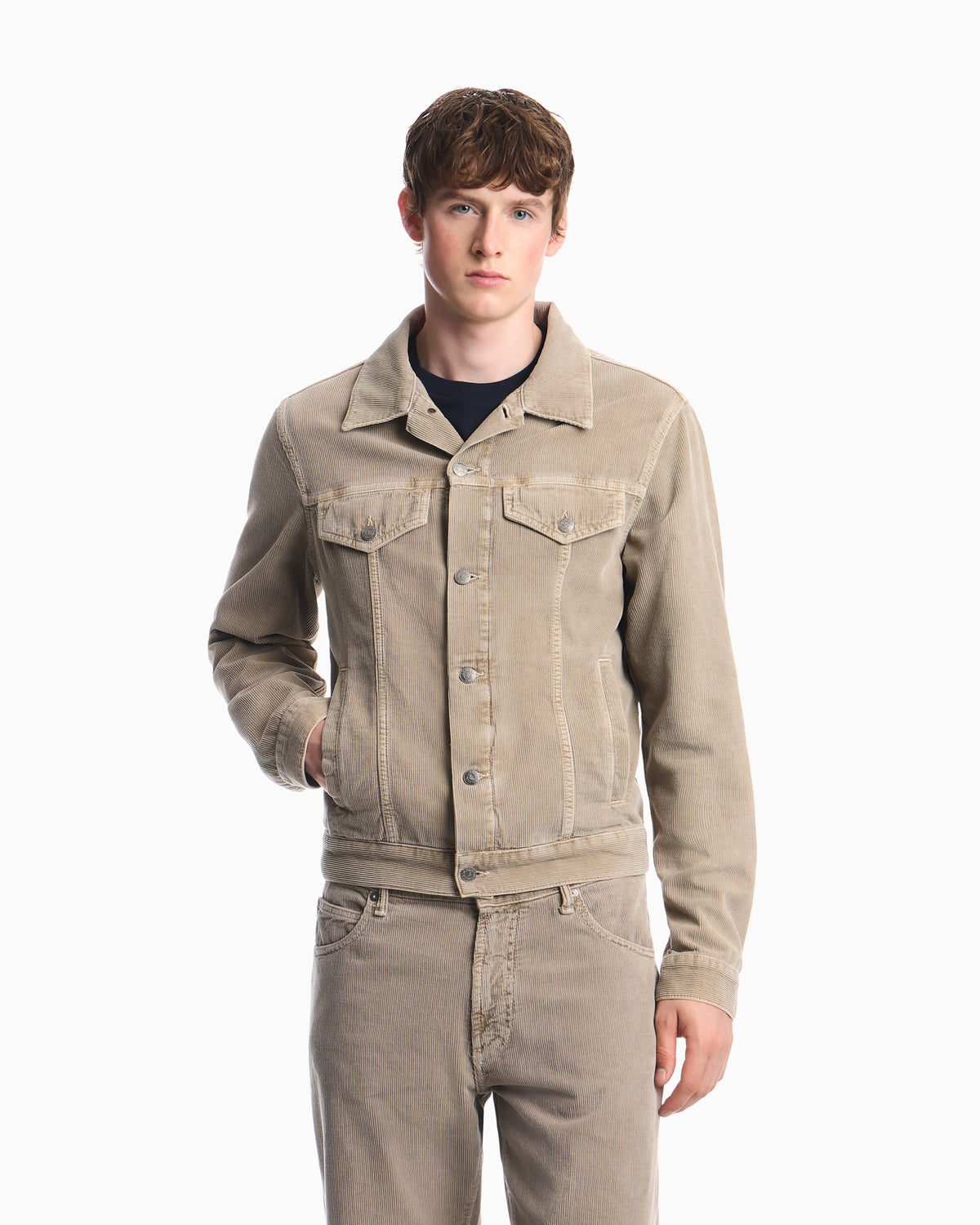 Blouson jacket in cotton with reactive dye