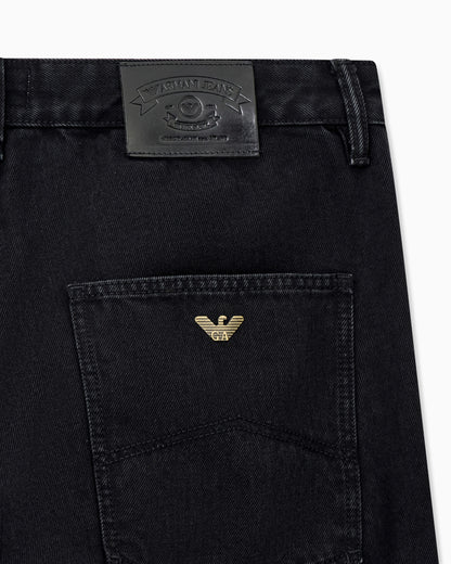Wide-leg five-pocket jeans in light enzyme wash denim