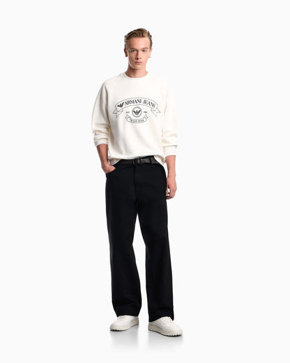 Wide-leg five-pocket jeans in light enzyme wash denim