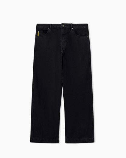 Wide-leg five-pocket jeans in light enzyme wash denim