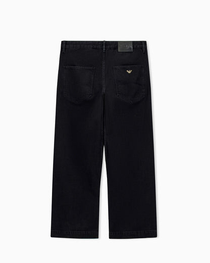 Wide-leg five-pocket jeans in light enzyme wash denim