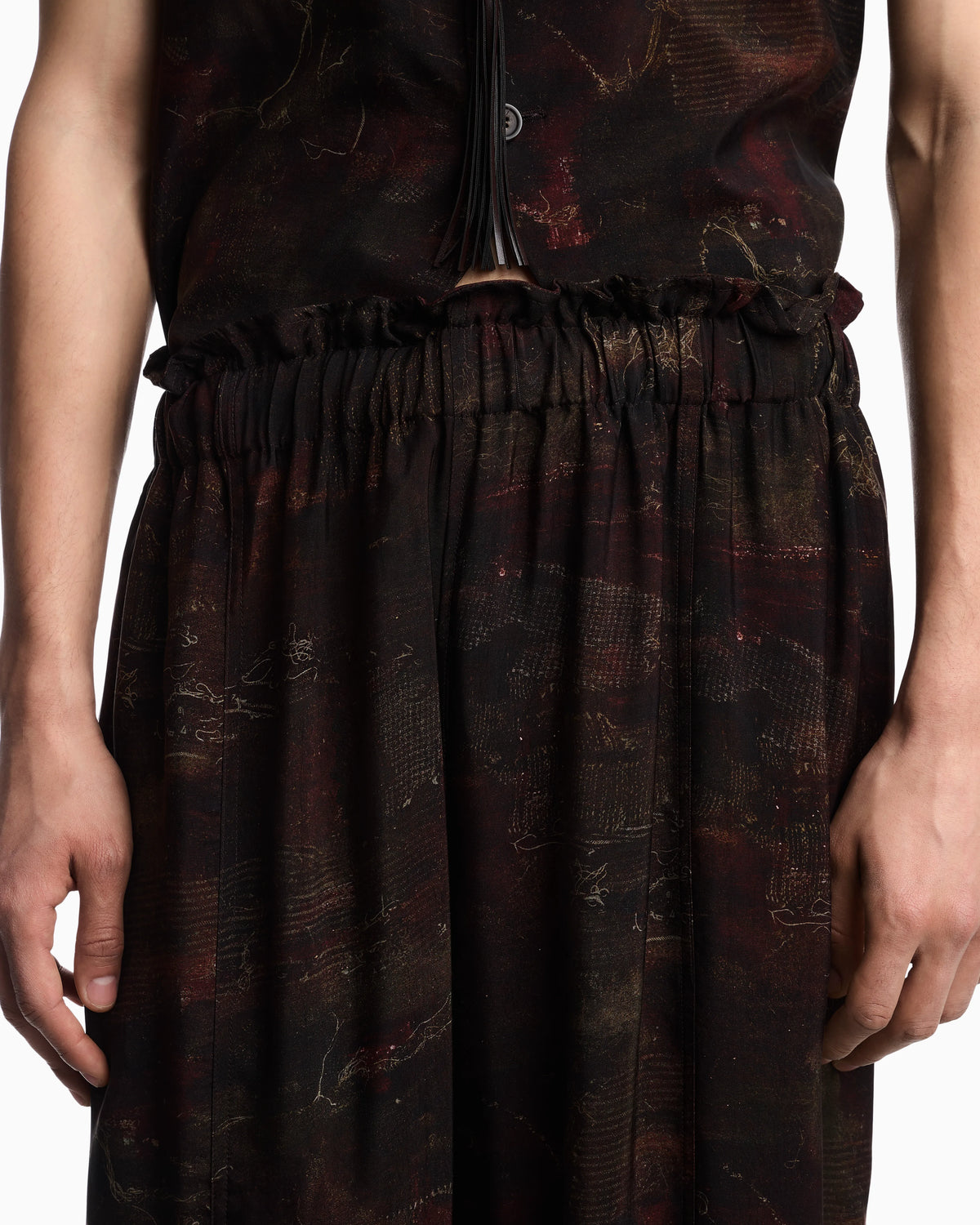 Cupro twill trousers with all-over print