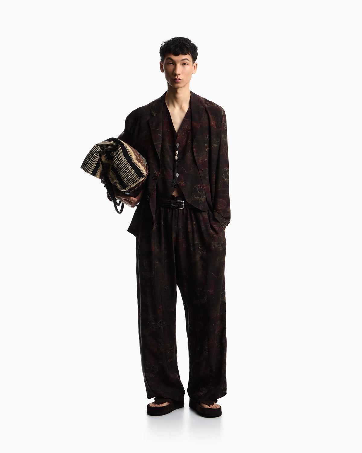 Cupro twill trousers with all-over print