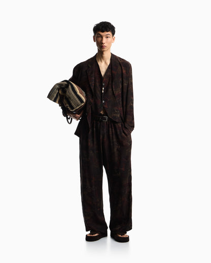 Cupro twill trousers with all-over print