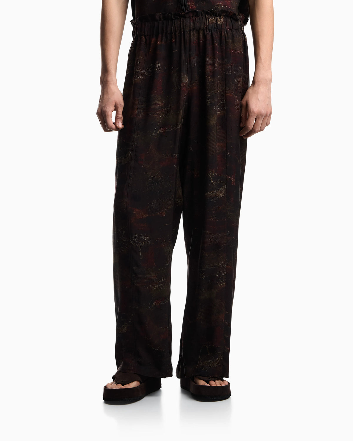 Cupro twill trousers with all-over print