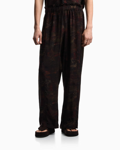 Cupro twill trousers with all-over print