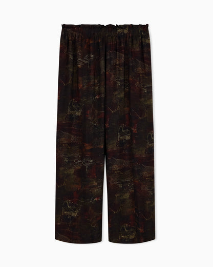 Cupro twill trousers with all-over print