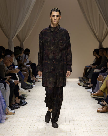 Cupro twill trousers with all-over print