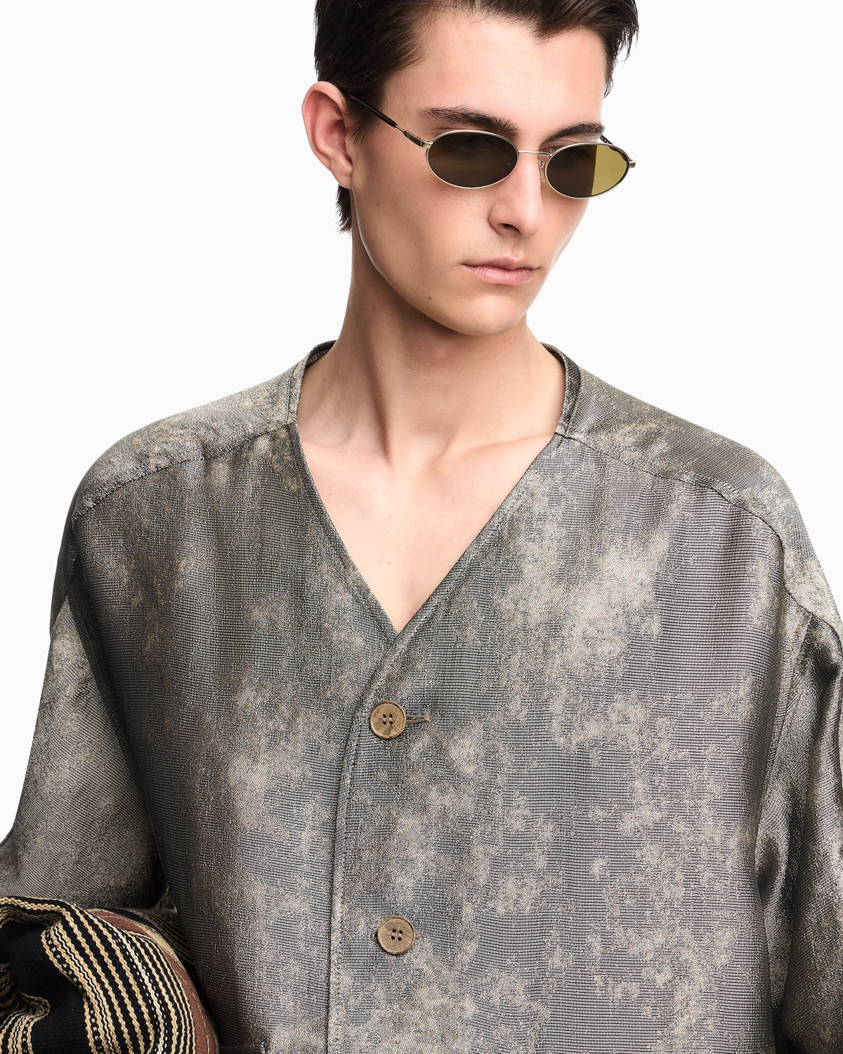 Flowing jacquard shirt jacket